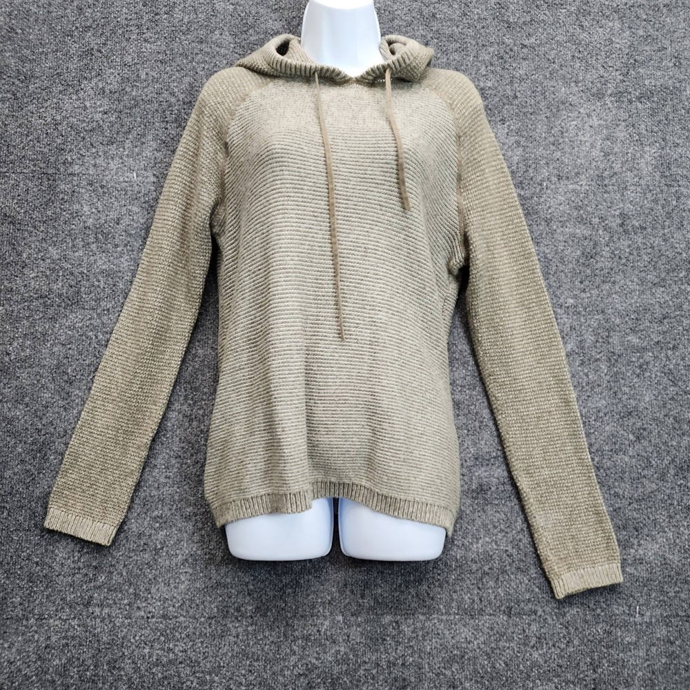 Eddie Bauer Womens Hooded Knit Sweater XL Green Pullover Gorpcore Cabincore Cozy